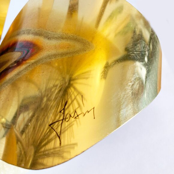 Vintage Mario Jason Brass Iron Marble Sculpture Signed Floral MCM Dandelion 3 - Picture 3 of 6